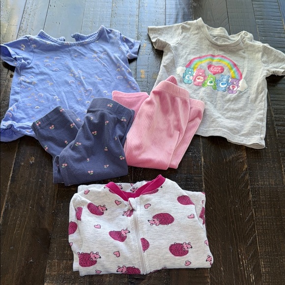 6/12George hedgehog George sleepers&leggings, old navy pink leggings Care Bears - Picture 1 of 15